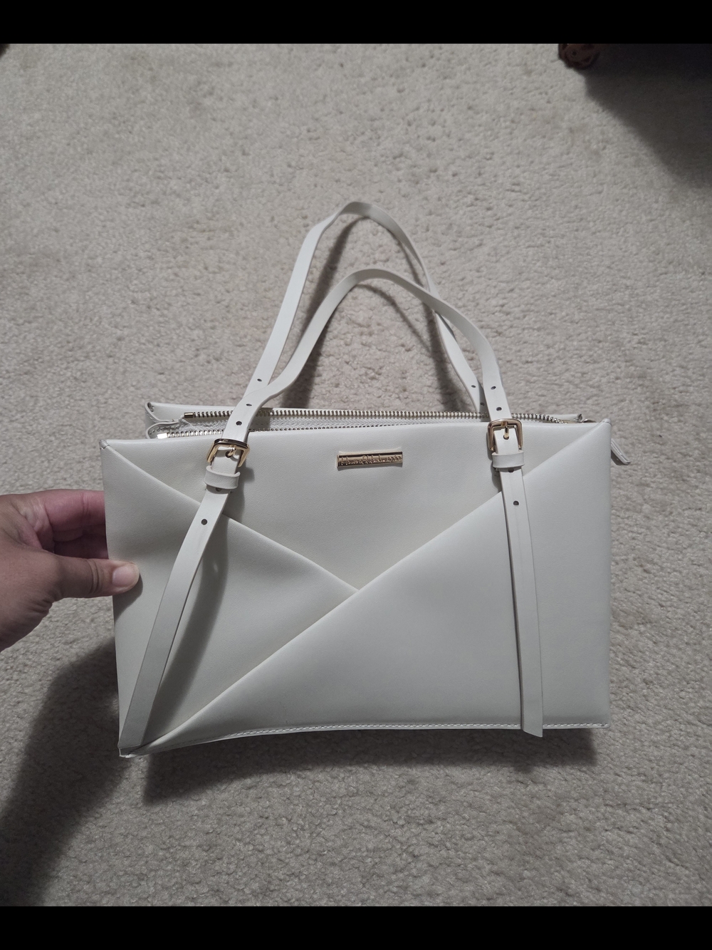 NWOT House of Harlow 1960 White Geometric Envelope Crossbody Shoulder Bag Cream